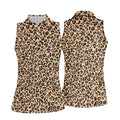 Brown Leopard Women Golf Top, Ladies Golf Shirts, Golf Gifts For Women, Golfing Apparel