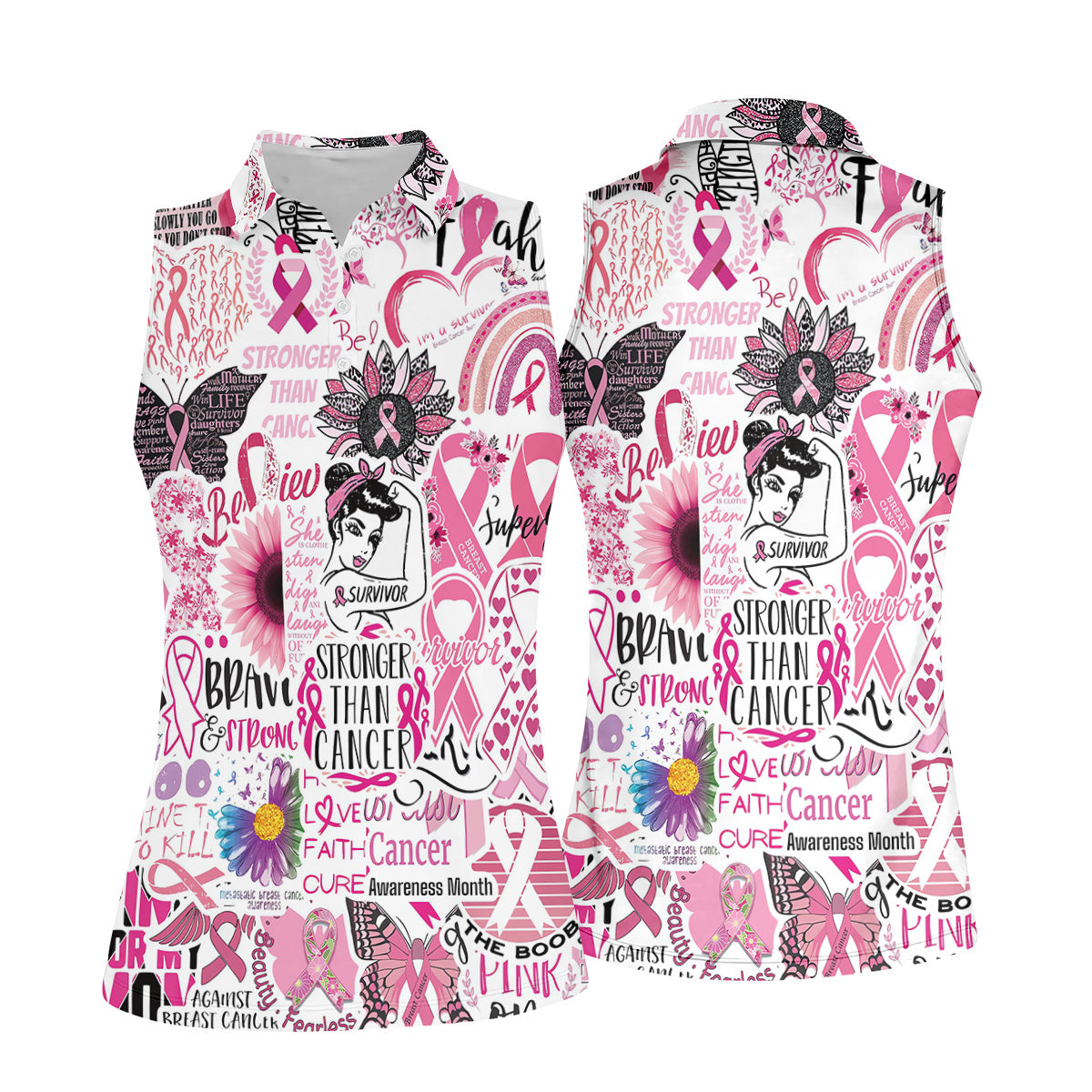 Breast Cancer Golf Shirt, Pink Cancer Awareness Shirt, Breast Cancer Golf Apparel, Ladies Golf Shirts