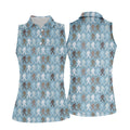 Bigfoot Silhouette Pattern Fun Womens Golf Shirts, Womens Sleeveless Polo, Ladies Golf Shirts