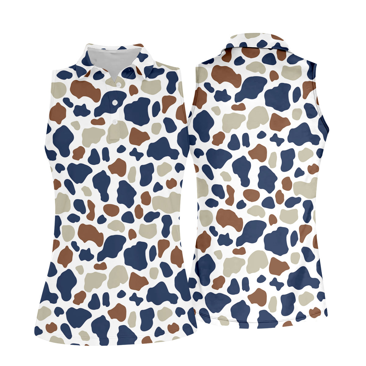 Cow Print Pattern Golf Polo Shirt, Fun Women's Golf Shirts, Ladies Golf Polos, Golfing Apparel
