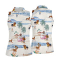 Cute Dachshund Tropical Golf Shirts, Fun Women's Golf Shirts, Ladies Golf Tops, Gifts For Dog Lovers