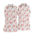 Floral Golf Shirt With Funny Flamingo, Womens Sleeveless Polo, Cute Golf Outfit, Pink Ladies Shirt