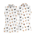 Prancing Chickens Women's White Golf Shirt, Gift For Chicken Lover, Ladies Golf Shirts, Golfing Apparel