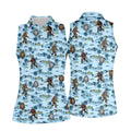 Blue Funny Sasquatch Tropical Golf Shirts, Ladies Golf Shirts, Golfing Apparel, Women's Polo Shirt