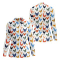 Colorful Animated Chickens White Polo Women, Gift For Chicken Lover, Ladies Golf Shirts, Golfing Apparel