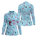 Pink And Blue Par Then Bar Flamingo Golf Shirt, Fun Women's Golf Shirts, Ladies Golf Polos