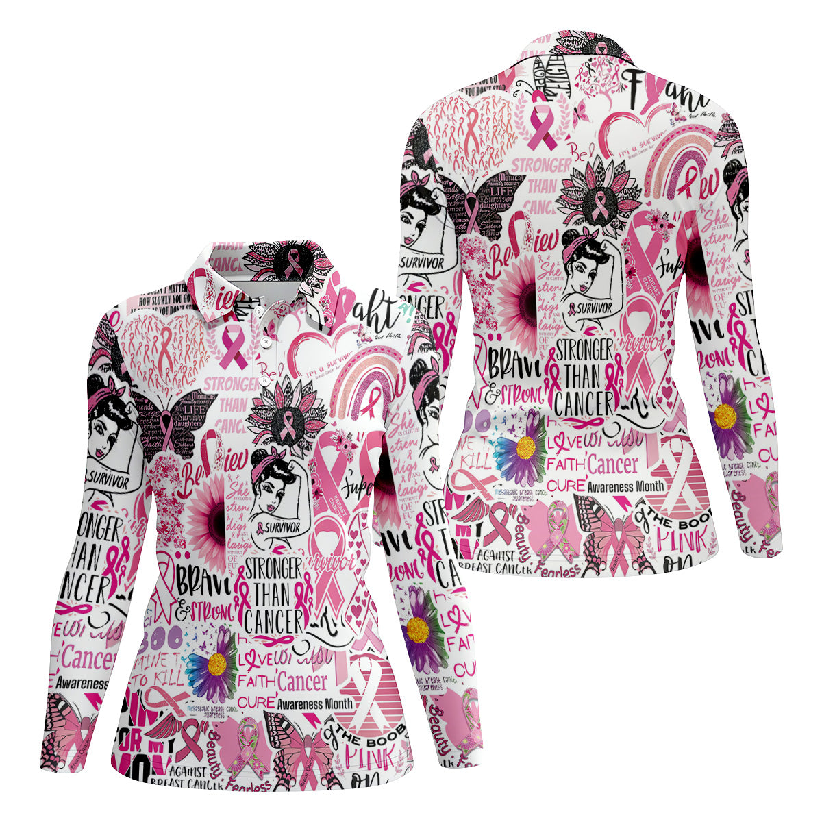 Breast Cancer Golf Shirt, Pink Cancer Awareness Shirt, Breast Cancer Golf Apparel, Ladies Golf Shirts
