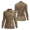 Brown Leopard Women Golf Top, Ladies Golf Shirts, Golf Gifts For Women, Golfing Apparel
