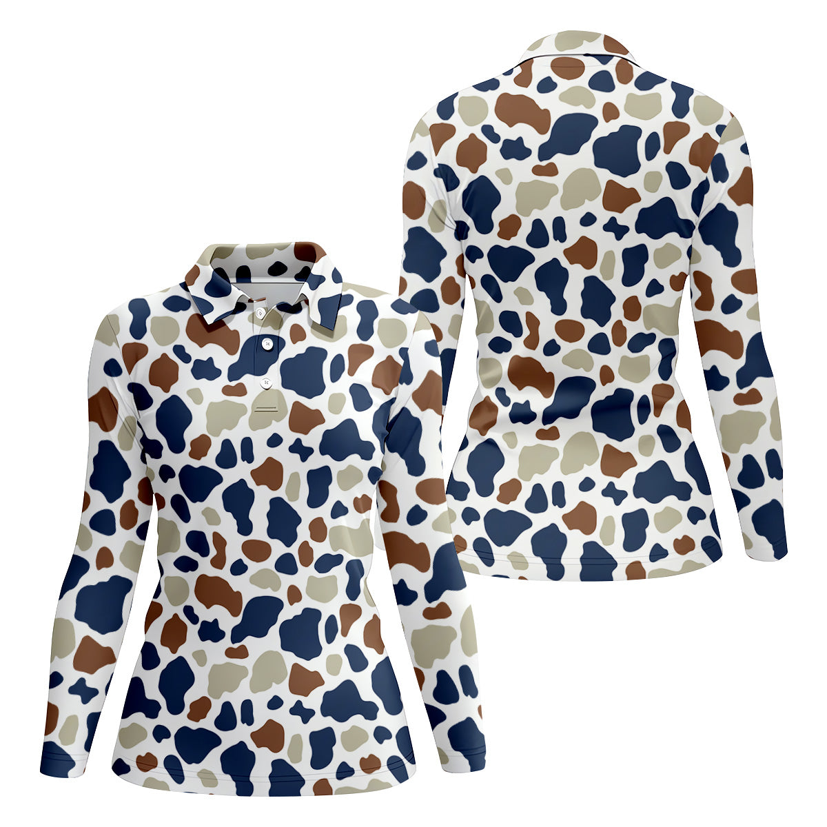 Cow Print Pattern Golf Polo Shirt, Fun Women's Golf Shirts, Ladies Golf Polos, Golfing Apparel