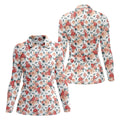 Floral Golf Shirt With Funny Flamingo, Womens Sleeveless Polo, Cute Golf Outfit, Pink Ladies Shirt