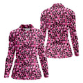 Pink And Black Breast Cancer Golf Shirt, Women's Long Sleeve Golf Shirts, Ladies Golf Tops, Ladies Golf Polos