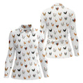 Prancing Chickens Women's White Golf Shirt, Gift For Chicken Lover, Ladies Golf Shirts, Golfing Apparel