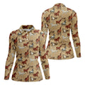 Wild Horse Seamless Pattern Women Golf Top, Golf Shirt For Women, Patterned Golf Shirts
