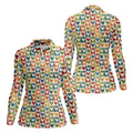 Chicken Rooster Colorful Checkered Women Golf Top, Gift For Chicken Lover, Ladies Golf Shirts