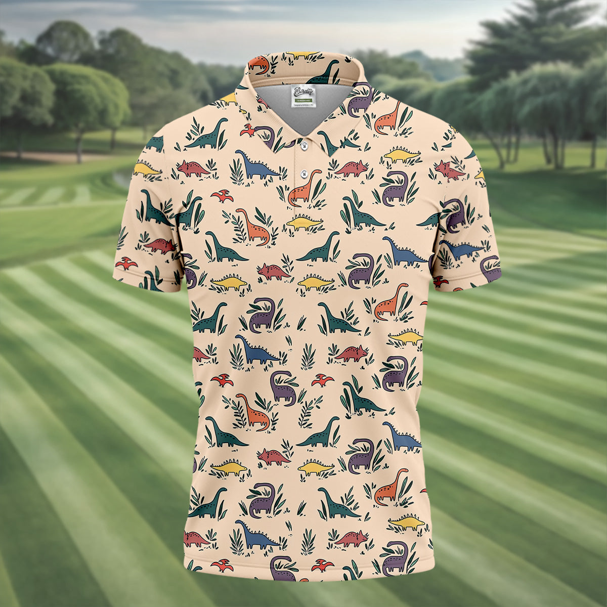 Dinosaur Hawaiian Shirt, Seamless Pattern Golf Tops For Men, Golf Polo Shirt, Golfing Apparel
