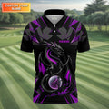 Black And Purple Dragon Golf Team Shirt, Mens Golf Polo Shirts, Cool Golf Gift, Golfing Apparel