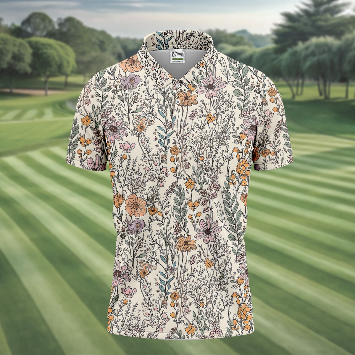 Foliage Floral Golf Tops For Men, Gifts For Golf Lovers, Polo Shirts For Men, Golfing Apparel