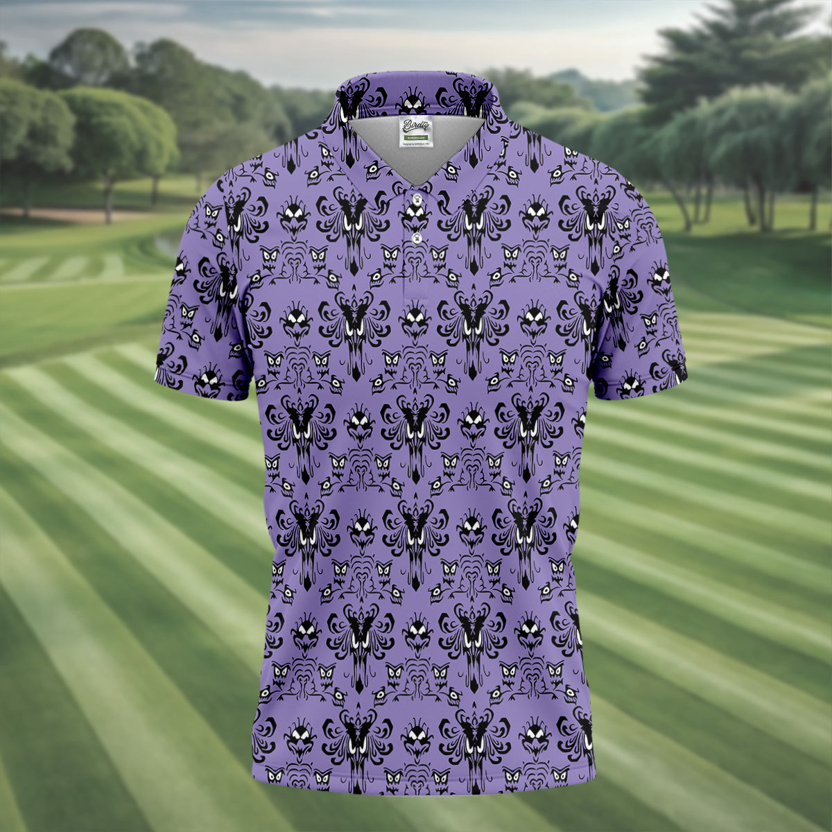 Hitchhiking Ghosts Men's Golf Polo Shirt, Halloween Golf Shirt, Mens Golf Gift