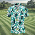 Tropical Green Bigfoot Golf Shirt, Golf Tops For Men, Custom Golf Polos, Golf Gift For Men
