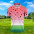 Watermelon Summer Mens Golf Polo Shirts, Pink Golf Shirt, Unique Gift For Golfer, Golfing Apparel