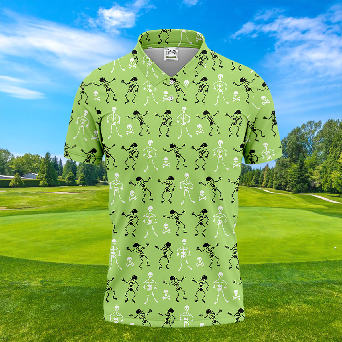 Funny Skeleton Shirt, Halloween Polo Shirts, Short Sleeve Button Down, Green Golf Polo, Polo For Men