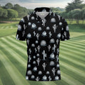 Desert Cactus Black And White Golf Tops For Men, Golf Gift For Men, Golf Shirts For Men