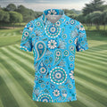 Blue Paisley Seamless Pattern Golf Tops For Men, Hawaiian Golf Shirts, Polo For Men