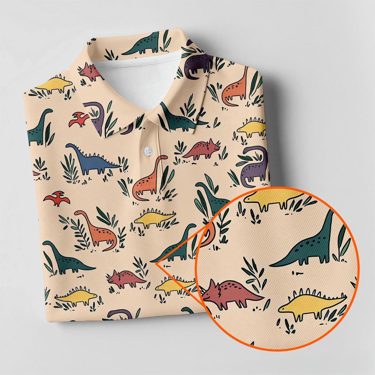 Dinosaur Polo Shirt, Seamless Pattern Womens Golf Shirts, Ladies Golf Shirts, Golfing Apparel