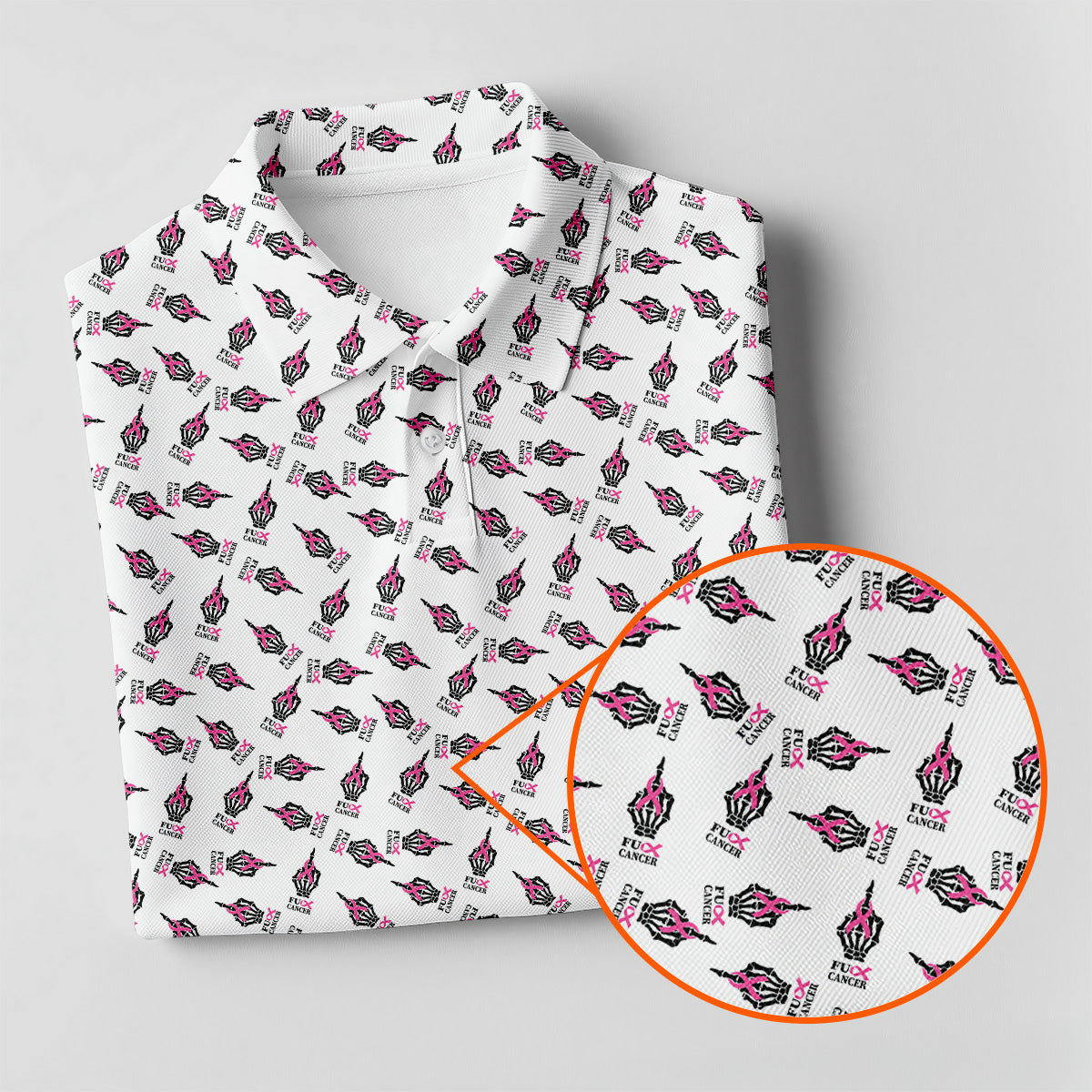 Middle Finger Breast Cancer Golf Shirt, Ladies Golf Polo Tops, Funny Women Golf Shirt, Ladies Golf Shirts