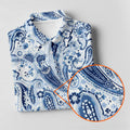 Blue Paisley Seamless Pattern Golf Tops For Men, Hawaiian Golf Shirts, Long Sleeve Polo