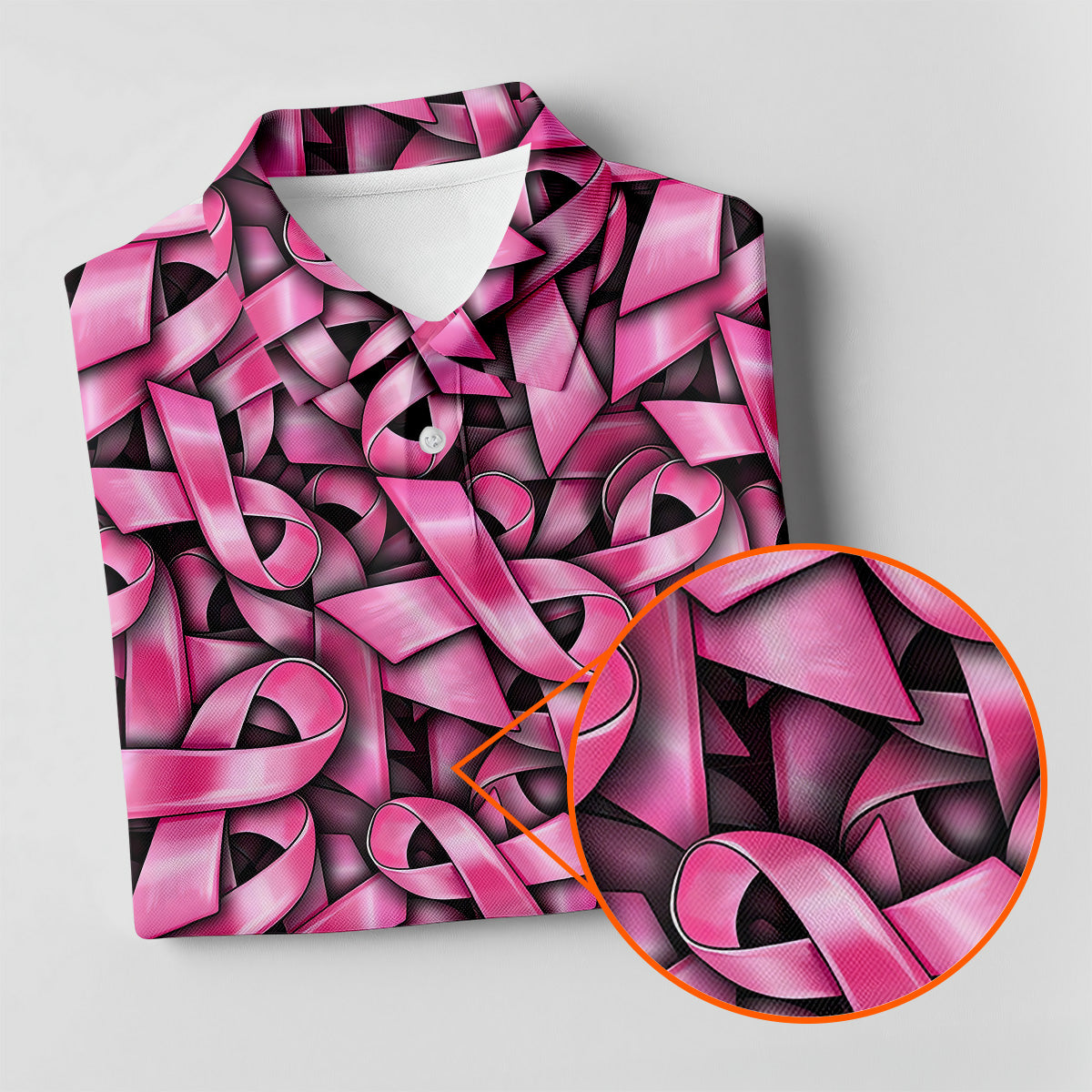 Pink And Black Breast Cancer Golf Shirt, Women's Long Sleeve Golf Shirts, Ladies Golf Tops, Ladies Golf Polos