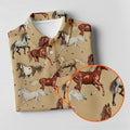Wild Horse Seamless Pattern Golf Tops For Men, Hawaiian Golf Shirts, Long Sleeve Polo
