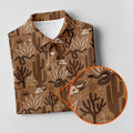 Snake Cactus Seamless Pattern Golf Tops For Men, Hawaiian Golf Shirts, Long Sleeve Polo