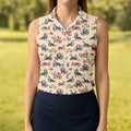 Dinosaur Polo Shirt, Seamless Pattern Womens Golf Shirts, Ladies Golf Shirts, Golfing Apparel