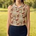 Wild Horse Seamless Pattern Women Golf Top, Golf Shirt For Women, Patterned Golf Shirts