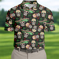 Skull Golf Shirt, Day Of The Dead Shirt, Mexican Floral Shirt, Men Polo, Unique Gift For Golfer