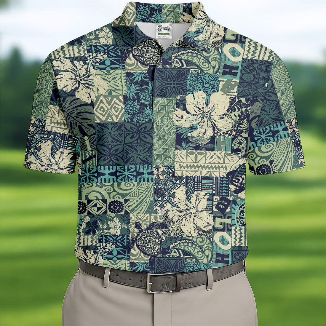 Tribal Aztec Tropical Golf Shirt, Hawaiian Golf Shirts, Mens Golf Polo Shirts, Golf Gift For Men