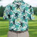 Tropical Green Bigfoot Golf Shirt, Golf Tops For Men, Custom Golf Polos, Golf Gift For Men