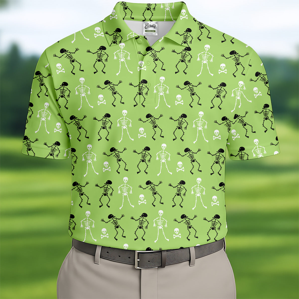 Funny Skeleton Shirt, Halloween Polo Shirts, Short Sleeve Button Down, Green Golf Polo, Polo For Men