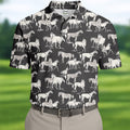 Wild Horse Seamless Pattern Golf Tops For Men, Hawaiian Golf Shirts, Polo For Men