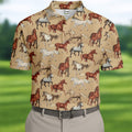 Wild Horse Seamless Pattern Golf Tops For Men, Hawaiian Golf Shirts, Long Sleeve Polo