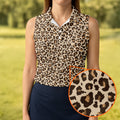 Brown Leopard Women Golf Top, Ladies Golf Shirts, Golf Gifts For Women, Golfing Apparel