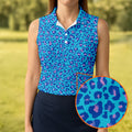 Blue Leopard Women Golf Top, Cool Golf Gift, Ladies Golf Shirts, Golfing Apparel