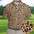 Brown Leopard Golf Tops For Men, Golf Gift For Men, Golf Shirts For Men, Golfing Apparel