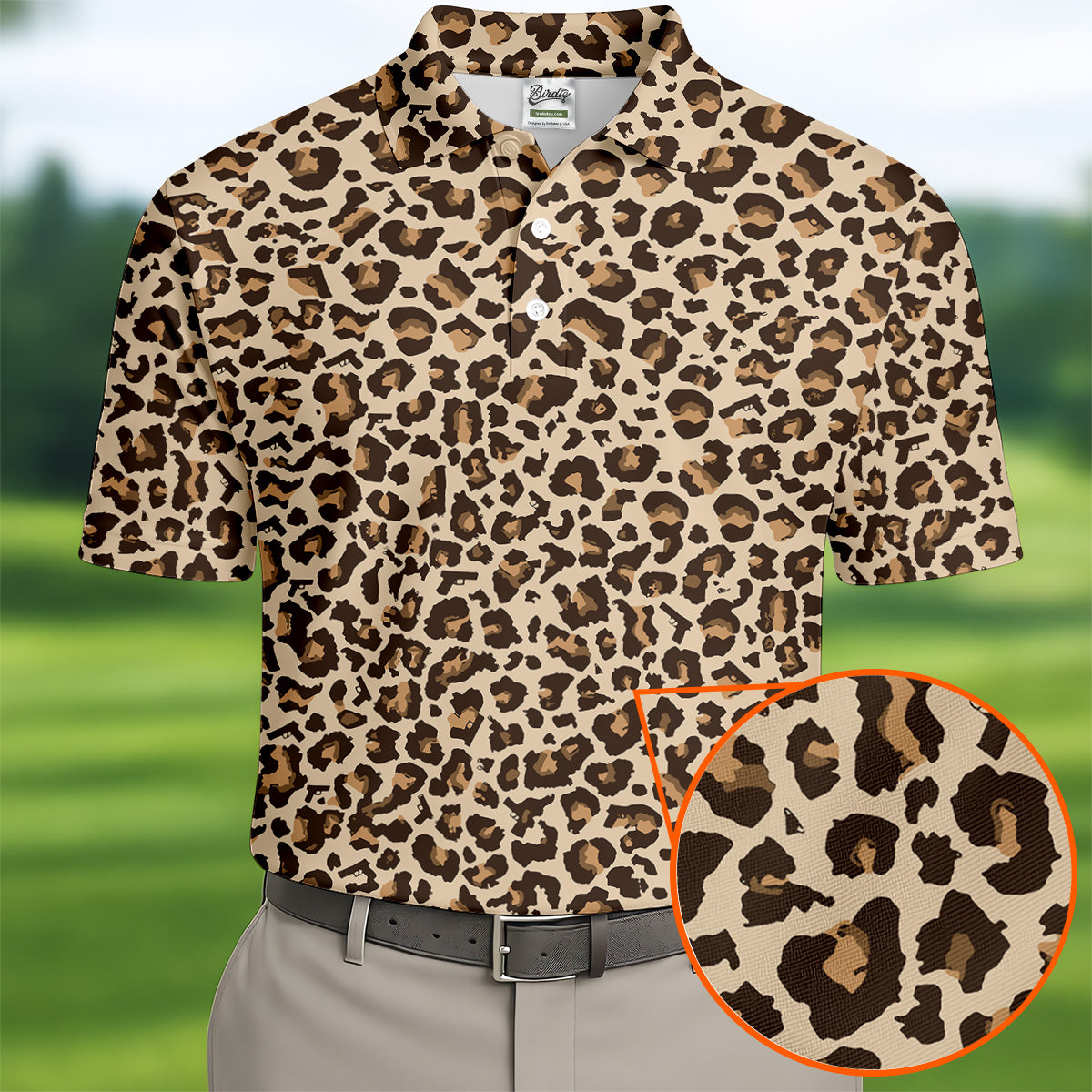 Brown Leopard Golf Tops For Men, Golf Gift For Men, Golf Shirts For Men, Golfing Apparel