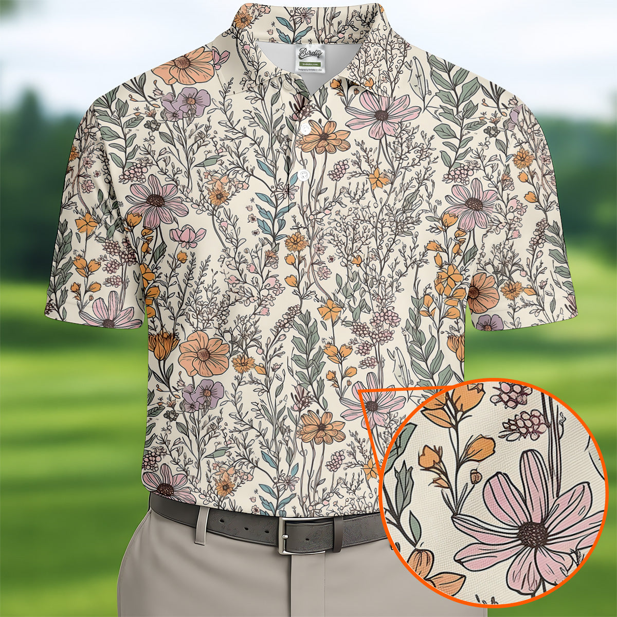 Foliage Floral Golf Tops For Men, Gifts For Golf Lovers, Polo Shirts For Men, Golfing Apparel
