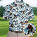 Funny Bigfoot Tropical Golf Shirts, Men's Funny Golf Shirts, Golfing Apparel, Polo For Men