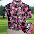 Tropical Flamingo Purple Golf Shirt, Golf Tops For Men, Polo Shirts For Men, Golfing Apparel
