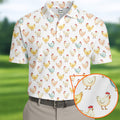 Chicken Rooster White Golf Tops For Men, Gift For Chicken Lover, Fun Golf Shirts For Men, Golfing Apparel