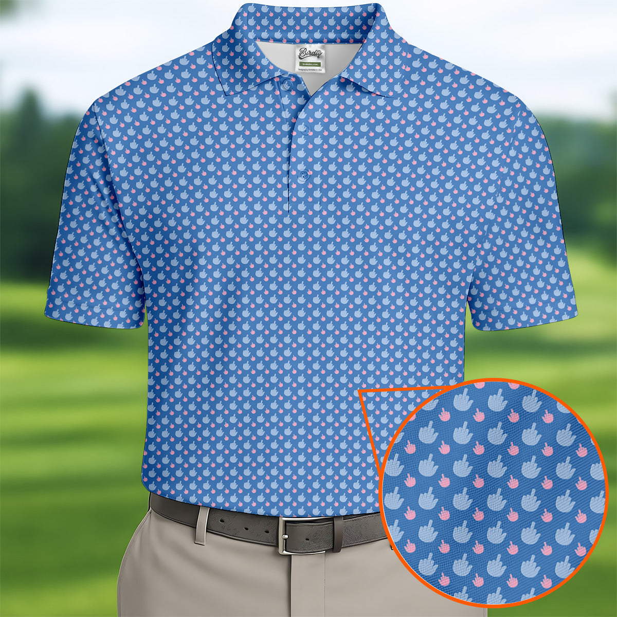 Dirty Finger Blue And Pink Fun Golf Shirts For Men, Cool Golf Gift, Golfing Apparel, Polo For Men